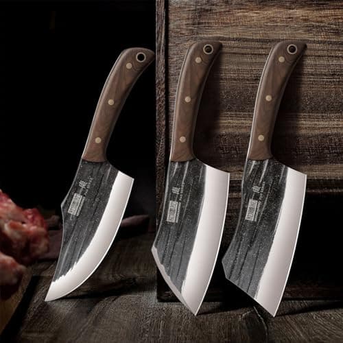 HOSHANHO Butcher Knife Set, 3PCS Knife Set of Bone & Cleaver & Viking Knife — view 6
