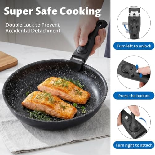 BEZIA Induction Hob Pan Set, Non Stick Saucepan Set with Detachable Handles — view 4
