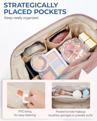 BAGSMART Small Travel Makeup Bag for Women, Wide Opening Cosmetics Bag — view 3