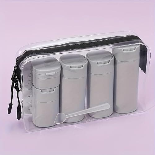 AruMinna 5Pcs Travel Bottles Set, TSA Approved Refillable Toiletry Dispenser Bottles, Leak Proof Travel Cream Containers with Matte Finish, for Shampoo Lotion Skincare (Light Grey) — view 2