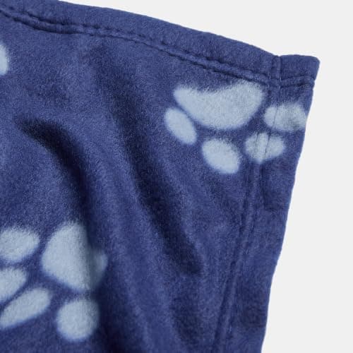 OHS Pet Paw Print Dog Blankets Washable Polar Fleece Blanket, Blue — view 3