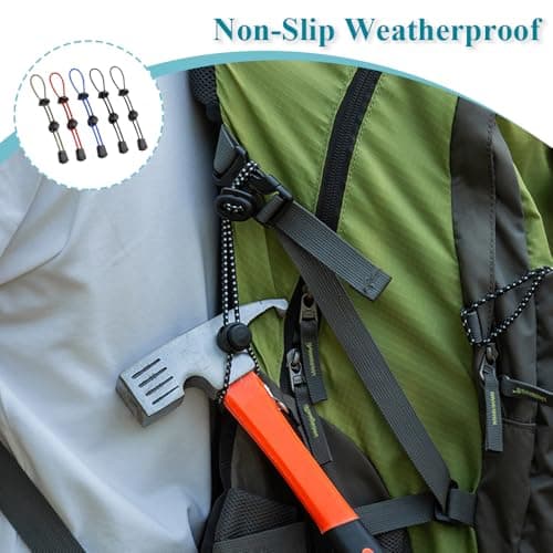 YFTRFR 10 Pcs Bungee Cord, Adjustable Elastic Lanyard with Fixing Buckle Non-Slip Weatherproof for Outdoor Trekking Pole, Backpacks Attachments, Hiking, Camping, Mountaineering(5 Color) — view 6