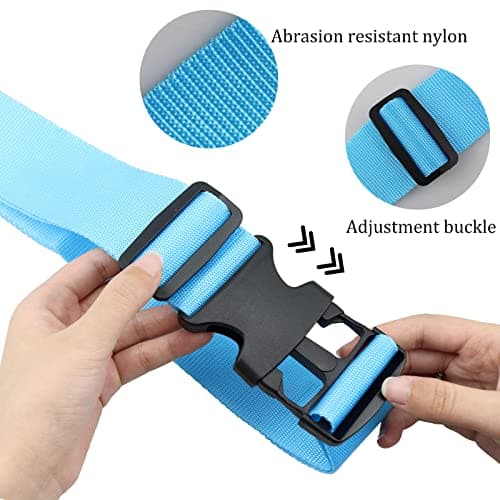 Luggage Suitcase Straps Set, Travel Accessories Thickened Luggage Belt with Quick Release Buckle, Adjustable Black Travel Luggage Straps for Suitcase Baggage (Pink+Blue, 4 PCS Set) — view 4