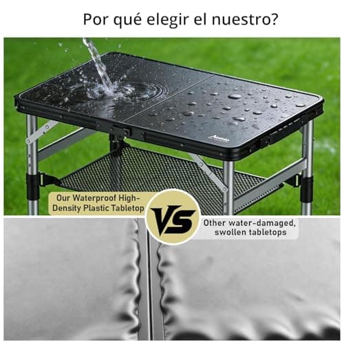 Anbte 2ft Small Folding Camping Table, Waterproof Plastic Tabletop, 58x40cm — view 5