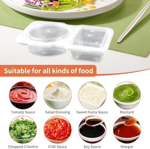 KHAOP Reusable Snack Pack Containers - Double Compartment Snack Containers, Portable Thickened and Reusable Snacks Packs, 2 Compartment Hinged Lid Clear Plastic Portion Cups (10pack) — view 6