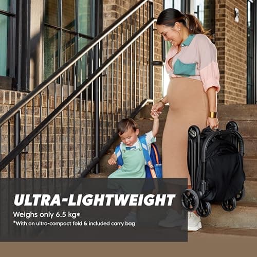 Baby Jogger City Tour 2 Eco Stroller Travel System | Ultra-Lightweight, Foldable & Compact Pushchair Buggy, Carry Bag, Weather Shield & Belly Bar | With Sustainable Fabrics | Black — view 2