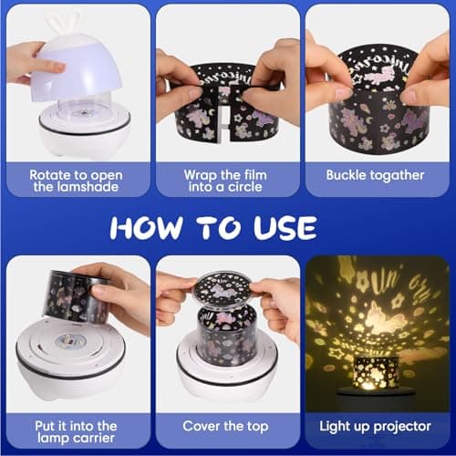 Arrytoy Sensory Light Projector,Baby Night Light Projector,Bedroom Decor Rechargeable Star Projector -23 Sets of Films & 360° Rotating &4 Light Modes, Birthday/Christmas/Easter Gifts for Girls & Boys — view 6