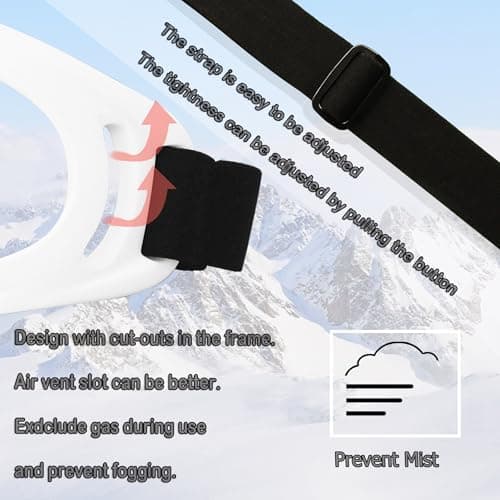 OUTDOORSPARTA 2-Pack Ski Goggles Snow Sports Goggles Snowboarding Goggles Motocycle Glasses for Men Women Youth Kids Boys Girls (9. White Frame, Silver Lens; Pink Frame, Silver Lens) — view 6