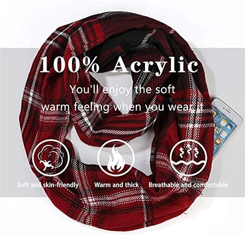 Ulalaza Infinity Scarf with Hidden Zipper Pocket Lightweight Travel Wrap for Women Girls — view 5