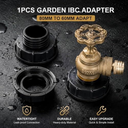 2 Piece IBC Adapter 80mm to S60x6 Threaded Connector for Water Tank — view 6