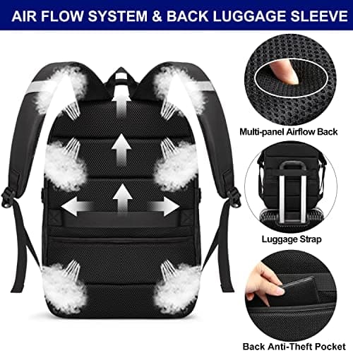 Extra Large Backpack for Men 50L,Water Resistant 17Inch Travel Laptop Work bag with USB Charging Port Anti Theft Big Business TSA Approved Computer Rucksack Women College School,Black — view 6