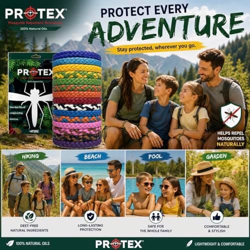 PR0TEX 15 Pack Insect Repellent Bracelet Adjustable Leather Deet-Free Wrist Bands, Powerful Effective Protection, Mosquito Repellent Bracelets for Adults & Kids, Resealable Packaging — view 3
