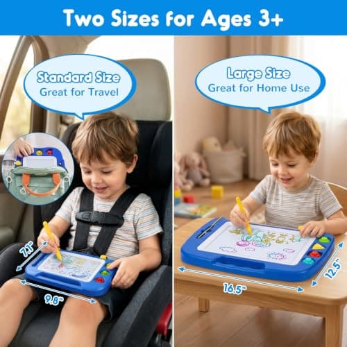 SGILE Toddler Toys for Kids, Toys for 1 2 3 Year Old Girls Boys, Magnetic Drawing Board for Birthday Gift, Etch & Sketch Pad with 3 Stamps, Learning and Educational, Blue — view 3