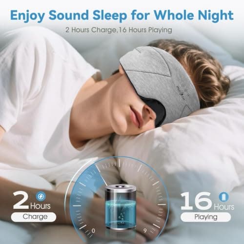 MUSICOZY Sleep Mask Headphones | 100% Blackout Organic Bamboo Cotton Eye Mask for Travel & Restful Sleep,Shift Work | Bluetooth 5.4 Sleep Headphone Sleep Gifts for Men, Women, Elder Parents — view 5