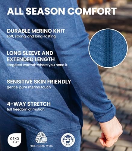 100% Merino Wool Base Layer Men - Long Sleeve Thermal Shirt + Hiking Socks (XX-Large, 250 Olive) — view 4