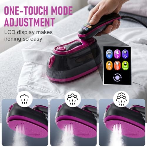Clothes Steamer for Clothes, 1300W Handheld Steam Iron with Touch Screen & LCD Display – Travel Steamer for Garments with 6 Modes & 180° Rotatable Handle, Portable for Home Office Travel — view 4
