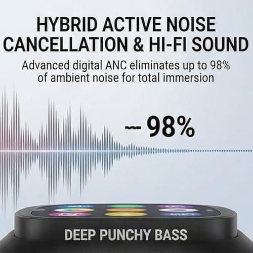 Tonysa AI Translation Headphones Wireless Bluetooth 6.0 with LCD Touchscreen 2-Way Translation in 115 Languages ANC Noise Cancelling for Travel Business Daily Use — view 5