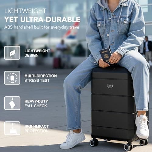 LUGG 20-Inch Jetset Lightweight Cabin Suitcase, ABS Hard Shell, Water-Resistant Carry-On Luggage, TSA-Approved Lock, 4 Spinner Wheels, 3-Step Telescopic Handle, EasyJet Overhead, 55 x 35 x 23 cm — view 3