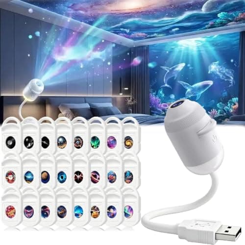 USB Portable Galaxy Projector, 5D Holographic Adjustable Night Light