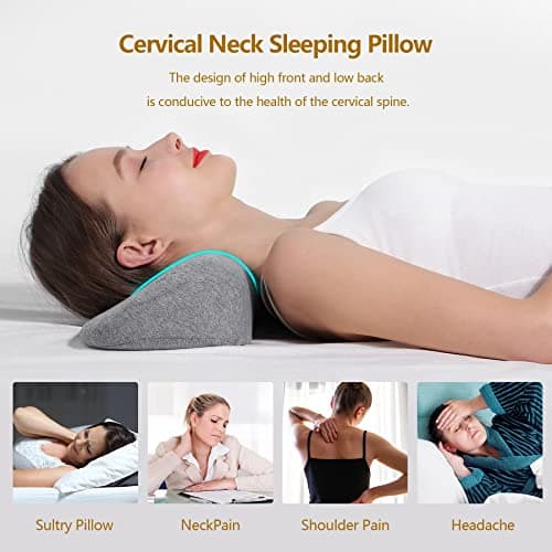 Cozyhealth Cervical Neck Pillows for Pain Relief Sleeping, High-Density Memory Foam Neck Bolster Pillow for Stiff Pain Relief, Neck Support Pillow Neck Roll Pillow for Bed Pillow (Dark Gray) — view 2