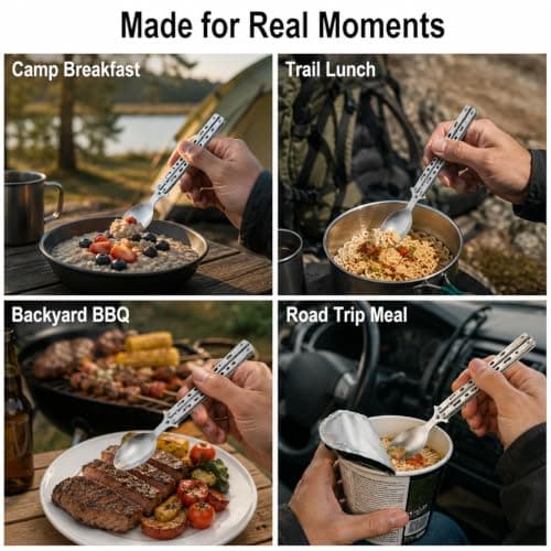RLMVGBX Folding Camping Spoon Stainless Steel Portable Travel Cutlery — view 5