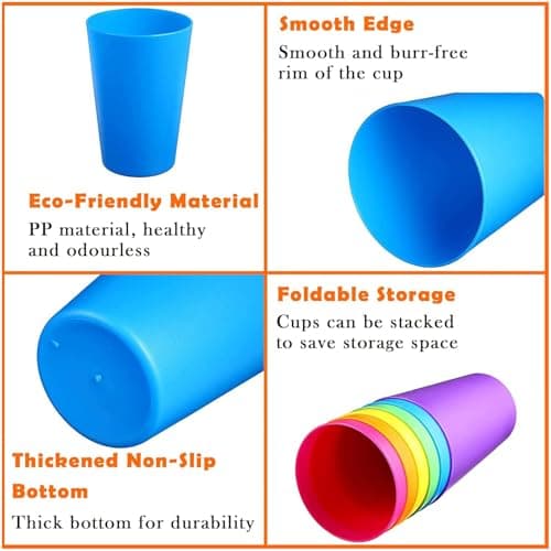 30 Pack Reusable Plastic Cups, 260 ml Plastic Drinking Cups, 10 Colours — view 3