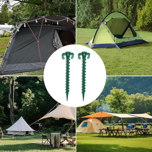 10 Pack Heavy Duty Tent Pegs Plastic Ground Pegs Heavy Duty Screw in Ground Stakes Camping Pegs Tent Peg for Camping Awning Garden Hiking Beach Outdoor Green — view 5
