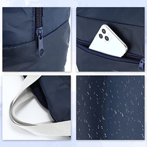 12 Pcs Foldable Travel Bags Foldable Travel Duffel Bags Waterproof Lightweight Carry on Bags for Sports Gym Weekender Outing Overnight, Navy Blue — view 3