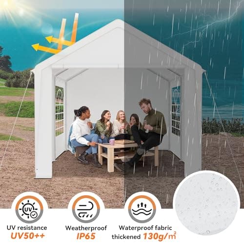 YARDIN 3X4 M Garden Gazebo Marquee with Sides, Heavy Duty Galvanised Steel, Waterproof and UV-Resistant, Quick Assembly, 4 Removable Sidewalls with Windows, Party Tent for Wedding, Festival,White — view 4