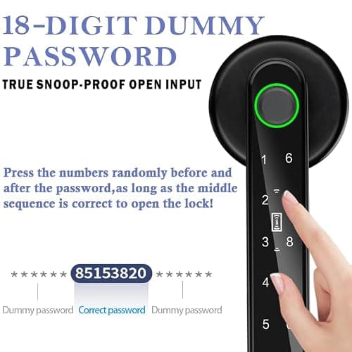 Smart Fingerprint Door Lock, Biometric Keyless Entry Door Lock(Black) — view 6