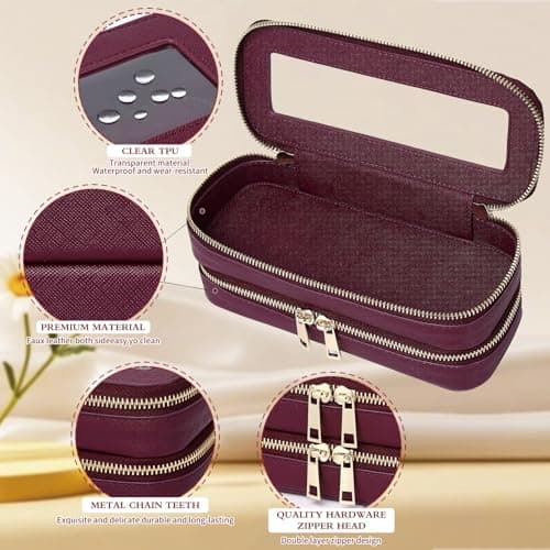 Pinkmik Makeup Brush Case Clear Travel Cosmetic & Toiletry Bag Small Makeup Bag with Zipper Purse Organizer for Women — view 6