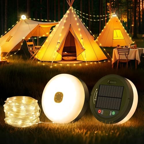 Famgoods Solar Camping Lights,10m Solar &USB Rechargeable