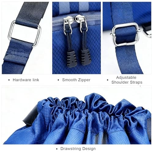 Fjquamitix Drawstring Bags,Waterproof PE Bag,Sports Swimming Backpack Large Unisex Gym Bag with Shoe Compartment Wet And Dry Separation For Travel, School, Beach,Sports — view 3