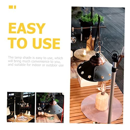 KONTONTY Leather Lamp Shade for Camping Lanterns, Small Black Pendant Lampshade Cover Set of 2, Outdoor Travel Hanging Light Shade for Tent and Hiking — view 4