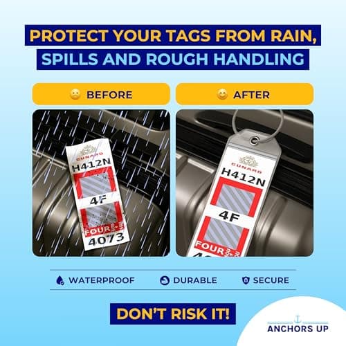 Cunard Cruise Luggage Tag Holders [4 Pack] – Waterproof, Durable Plastic with Steel Loops – Fits All Cunard Ships for Cruising in 2026, 2027 and 2028 – Cruise Essentials by Anchors Up — view 2