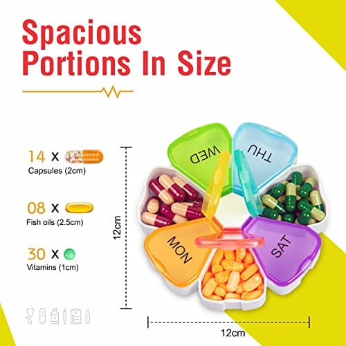 Portable Weekly Pill Box | Easy to Open 7 Day Premium Quality Tablet Box | Travel Pill Case with Snap Shut Lids Design |Tablet Organiser for Vitamins, Supplements & Medicine - Mark Curve — view 2