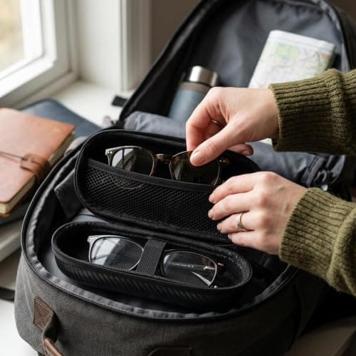suction 2 PCS Double Glasses Case, Sunglasses Case Hard Shell, Protective Eyewear Storage, Compact Design for Travel, Durable Hard Shell Construction, Secure Dual Compartment Organisation — view 5
