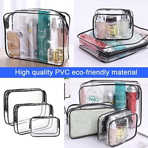 AWAVM Clear Travel Toiletries Bag 3 PCS Portable Waterproof Toiletry Bags for Women and Men Clear Makeup Bags PVC Cosmetic Bag Travel Accessories Wash Bag for Travelling and Holiday — view 3