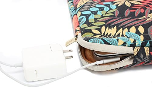 KAYOND Forest Series Pattern Water-resistant 15 inch Canvas laptop sleeve with pocket for 15 inch 15.6 inch laptop case macbook pro 15.4 sleeve (15-15.6 inch, Black) — view 4
