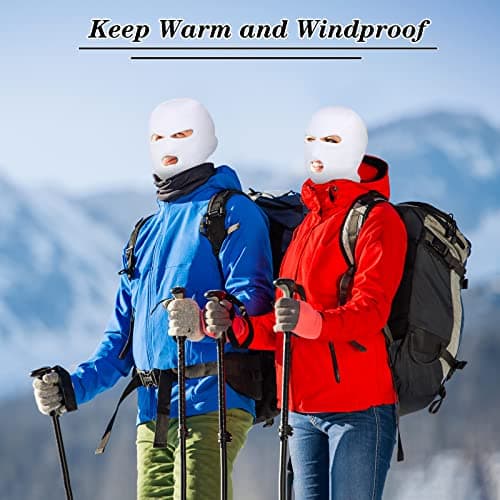Blulu White Balaclava Ski Mask for Men Skiing, Snowboarding, Motorcycle, Wind Protection Lightweight Neck Warmer, Full Face Cover, 3 Hole Knitted Balaclava for Outdoor Sports — view 4