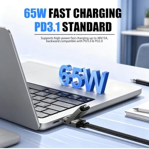 StreamSafe Portable 4 in 1 USB C Keychain Charging Cable, 65W LED Display — view 2