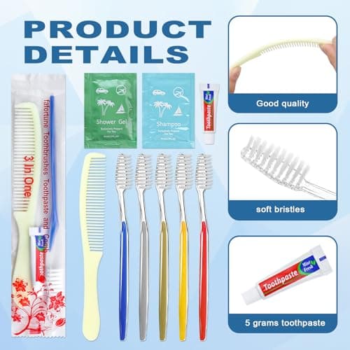 20 Bulk Hygiene Kits,Disposable Toothbrushes with Toothpaste and Comb — view 3
