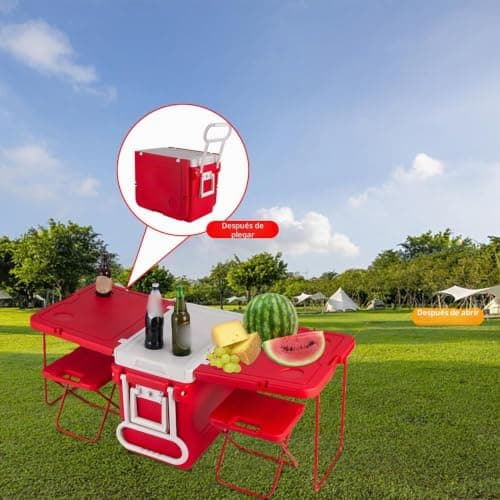 32L 4-in-1 Cooler with Wheels, Foldable Table & Stool - Ilated Camping Box for BBQs, Beach & Travel, Includes 4 Wheelchair-Friendly Wheels, Perfect for nics & Outdoor Adventures. — view 4