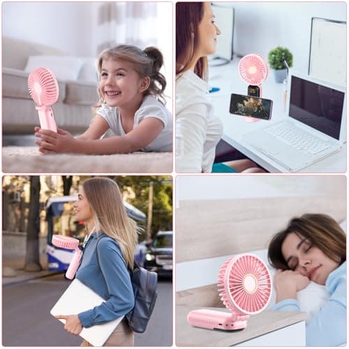 Handheld Fan Rechargeable, Portable Mini Fan Handheld with 5 Speeds 5000mah, Electric USB Small Hand Held Fans, Powerful Personal Fan Foldable Fans for Outdoor Office Travel Camping School Home — view 6