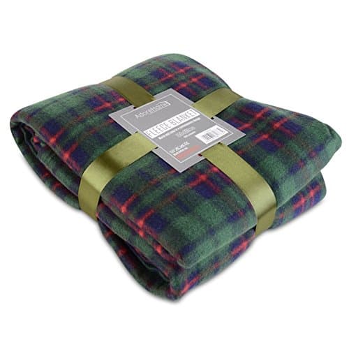 Adore Home Soft and Warm Double 150x200cm Tartan Check Printed Fleece Throw for Sofa Bed Travel Car Blanket (Green) — view 3