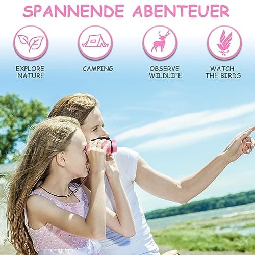 OSDUE Kids Telescope Outdoor Toys, 4x30 High Resolution Binoculars for Kids' Educational Learning & Sports, Gifts for Age 3-12 Boys & Girls (Pink) — view 4