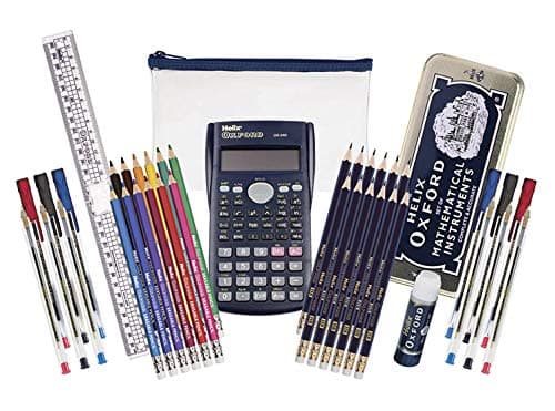 Helix Oxford Complete Back to School Stationery Set - Comprehensive Helix Oxford school supplies set including Maths Set, Pens, Ruler, Scientific Calculator & More - Ideal for High School or College — view 2