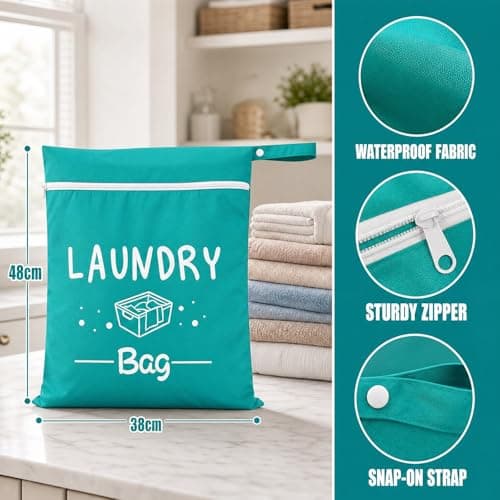 2 Pcs Travel Laundry Bags With Handle, Lightweight Small Laundry Bag,Reusable Dirty Clothes Bag,Waterproof Wet Clothes Bags For Home, Holiday,Camping, Swimming, Fitness, Yoga(Green+Black) — view 2