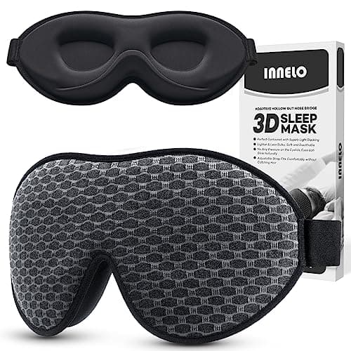 INNELO Sleep Mask 100% Blackout for Men Women, 3D Contoured Zero Pressure