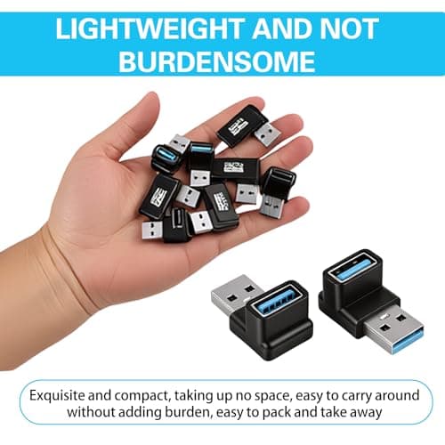 JXRSKJ 8pcs USB 3.0 90 Degree Angle Adapters with Side and Vertical Bend for PC Laptop Data Transmission — view 4